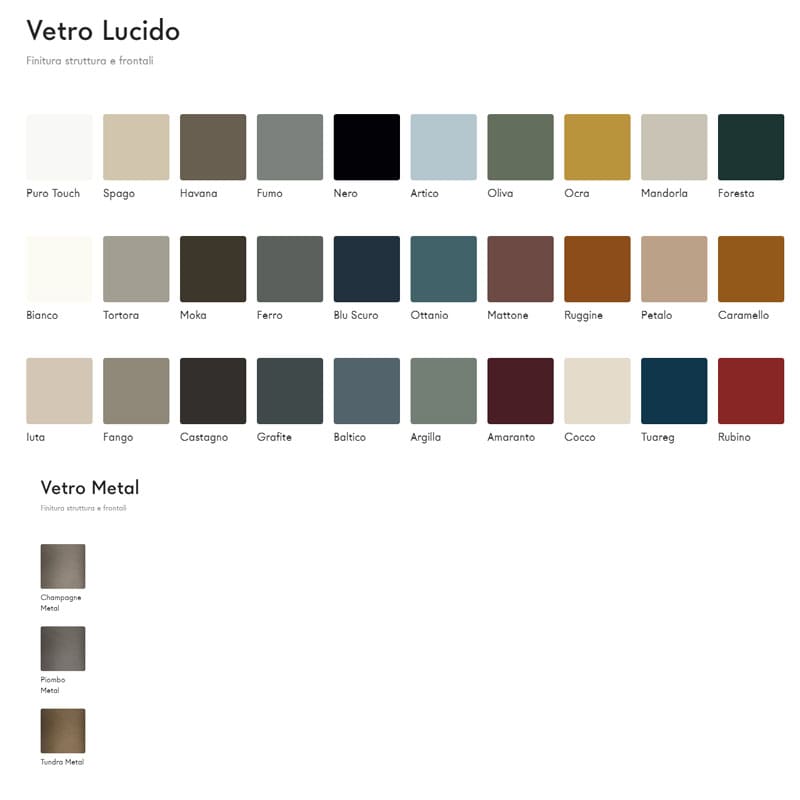 Lago Finitura struttura e frontali vetro lucido e metal Longho Design Palermo