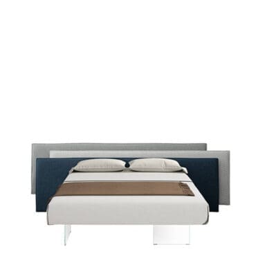 Lago Letto matrimoniale con testiere rivestite tessuto C gambe vetro extrachiaro Longho Design Palermo