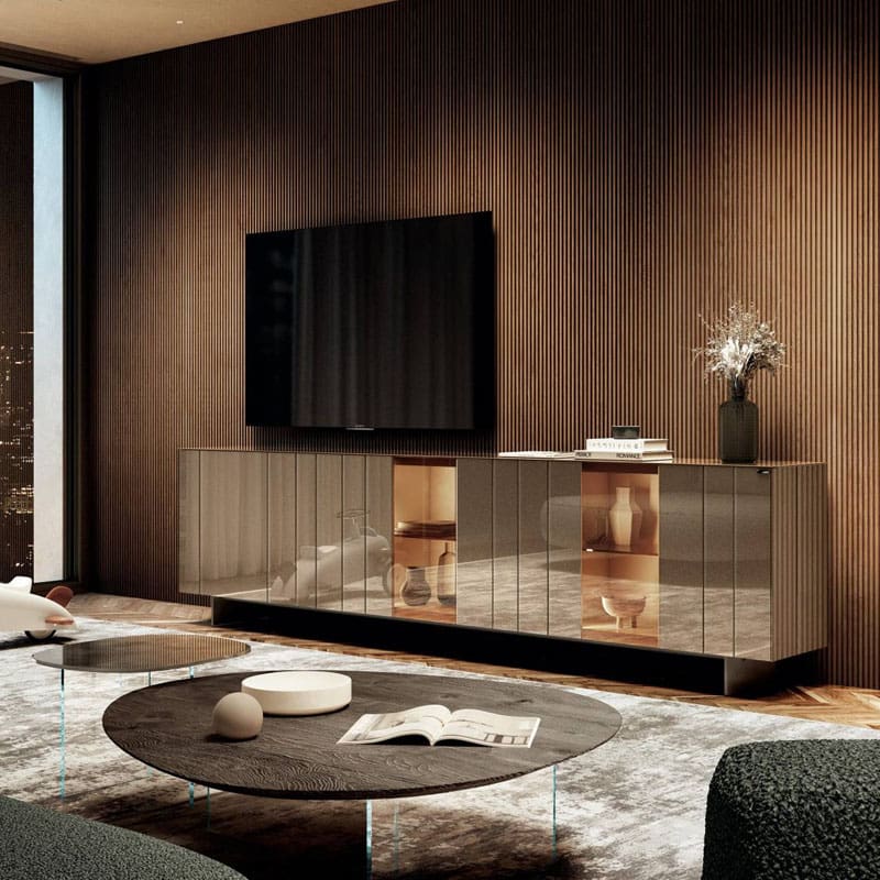 Lago Mobile TV N.O.W. 2117 vetro lucido Tundra 1 Longho Design Palermo