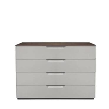Molteni Cassettiera 7070 4 cassetti laccato opaco duna top eucalipto