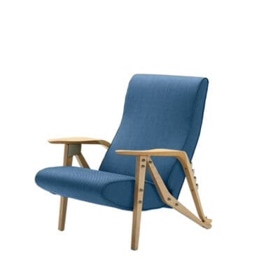 Zanotta - Poltrona Gilda struttura rovere naturale rivestimento tessuto avio