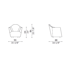 Désirée Poltrona Eldora rivestita in pelle o tessuto misure longho design palermo