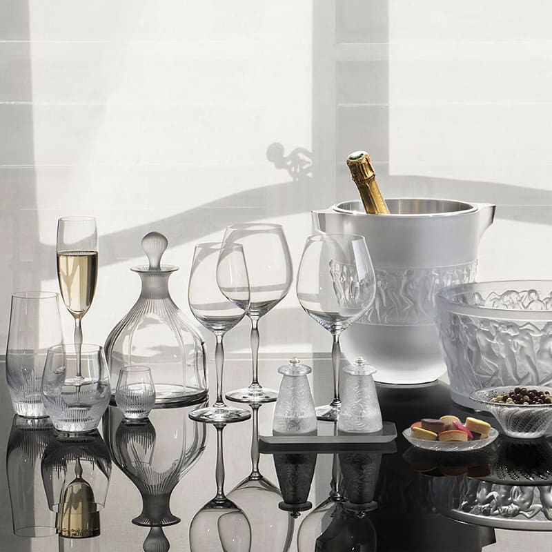 Verrerie Lalique / Baccarat – Ligne Hubertin – Verres à Liqueur Et Carafe – Transparent – Neuf