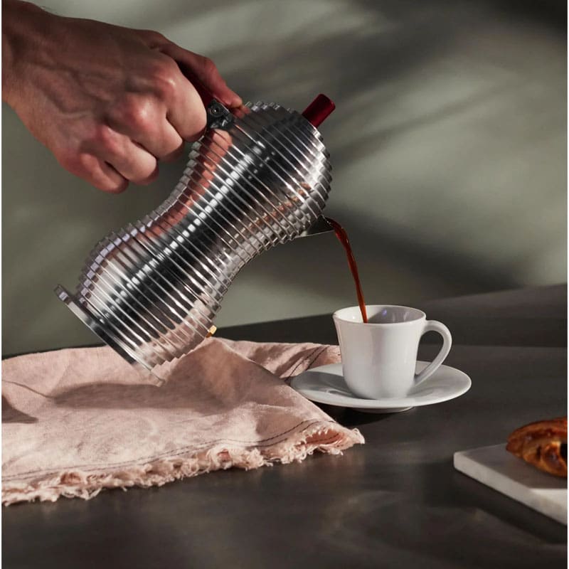 Alessi Caffettiera Espresso Pulcina manico rosso a induzione Longho Design Palermo