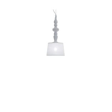 Karman - Lampada a sospensione Alì e Babà d30 SE622BS ceramica bianca lucida paralume lino bianco