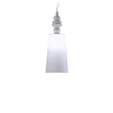 Karman Lampada da tavolo Alì e Babà d35 SE619BS ceramica bianca lucida paralume lino bianco longho design palermo