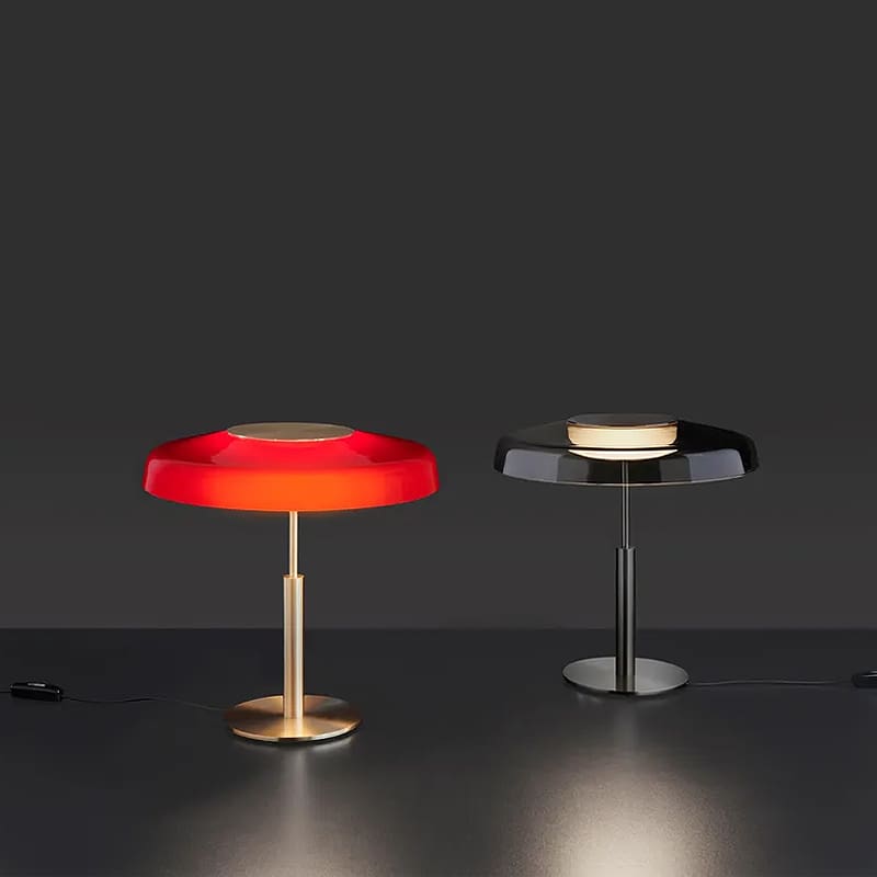Oluce - Lampada da tavolo Dora nikel nero satinato