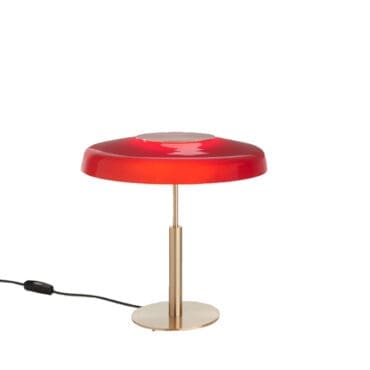 Oluce - Lampada da tavolo Dora oro satinato rosso sabbiato