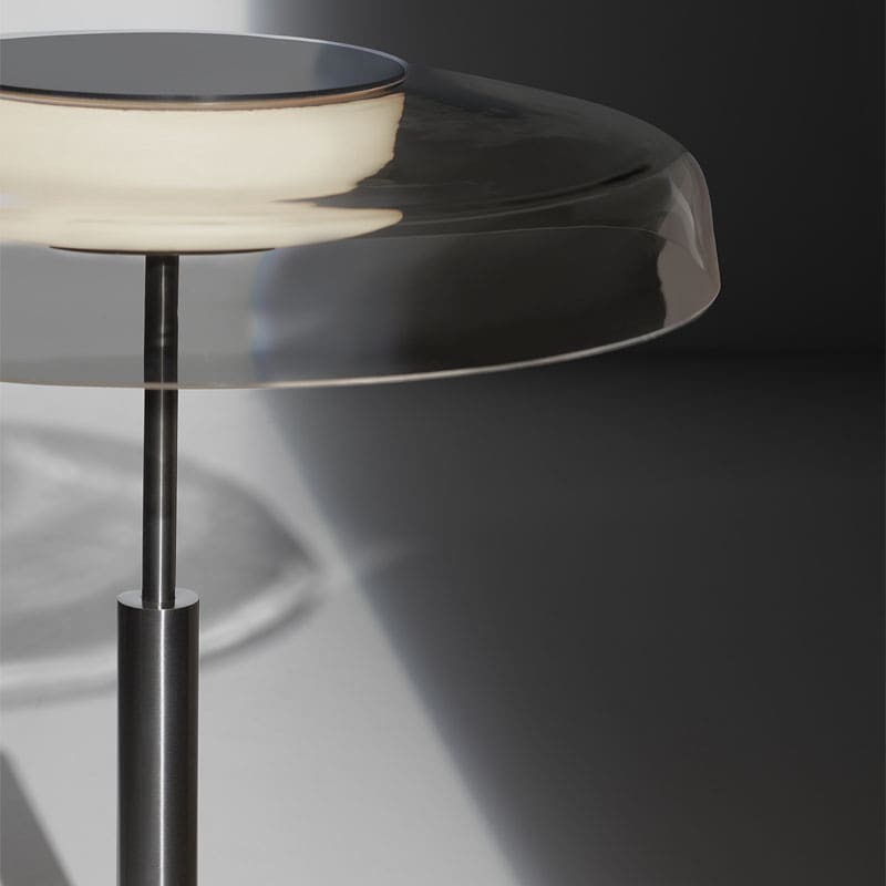 Oluce Lampada da terra Dora 371 nickel nero satinato vetro fume 1 Longho Design Palermo