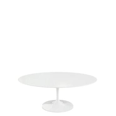 Knoll - Tavolino Ovale Saarinen base Bianca top laminato bianco L 107