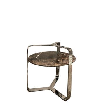 Flou - Tavolino rotondo Yari d45 struttura acciaio cromato piano marmo
