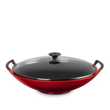 Le Creuset - Wok in ghisa vetrificata con coperchio vetro 36 Ciliegia