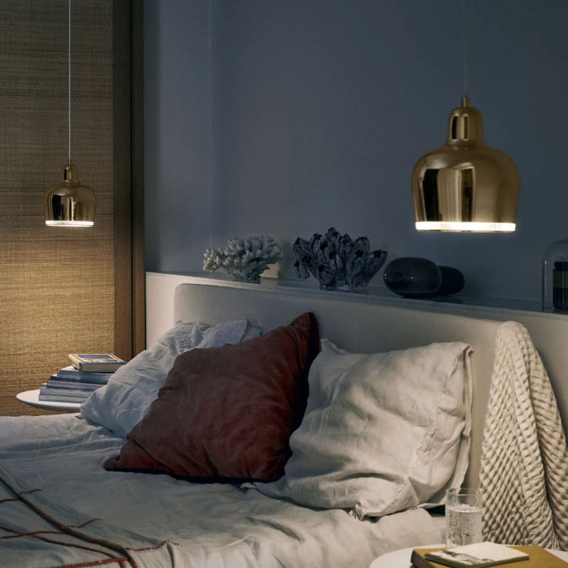 Artek Lampada a sospensione A330S Golden Bell ottone lucido cavo bianco Longho Design Palermo