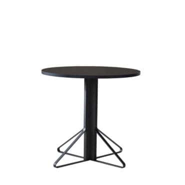 Artek Tavolo rotondo Kaari gambe rovere nero top linoleum nero d80 longho design palermo