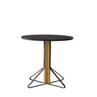 Artek Tavolo rotondo Kaari gambe rovere top linoleum nero d80 longho design palermo