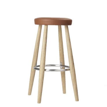 Carl Hansen & Søn – Sgabello bar CH56 d35 h76 rovere olio acciaio pelle Loke 7748