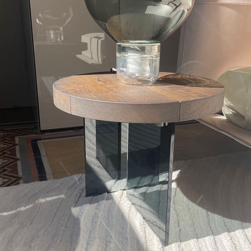 Lago Tavolino rotondo Air Wildwood grigio gambe vetro fumè grigio H41 longho design palermo