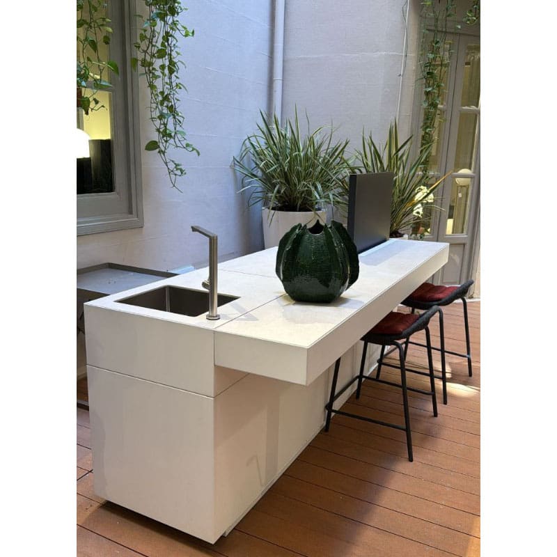 Talenti Cucina Tikal 3 moduli barbecue piano neutro lavello e piano snack white 1 Longho Design Palermo