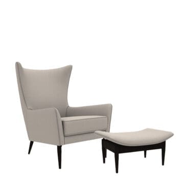 De Padova - Poltrona Wingback Kent con poggiapiedi bianco