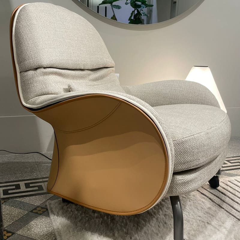 De Padova Poltrona Louisiana con pouf cuoio naturale grezzo 2 longho design palermo