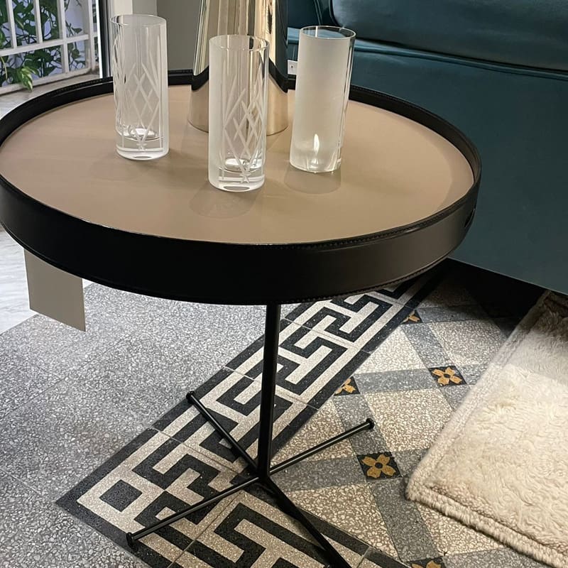 De Padova Tavolino Chab Leather nero tortora d60 2 longho design palermo