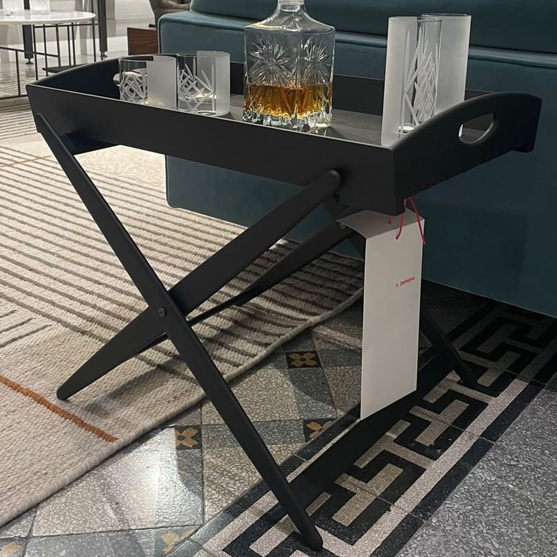 De Padova Tavolino pieghevole Mate con vassoio frassino tinto carbone longho design palermo