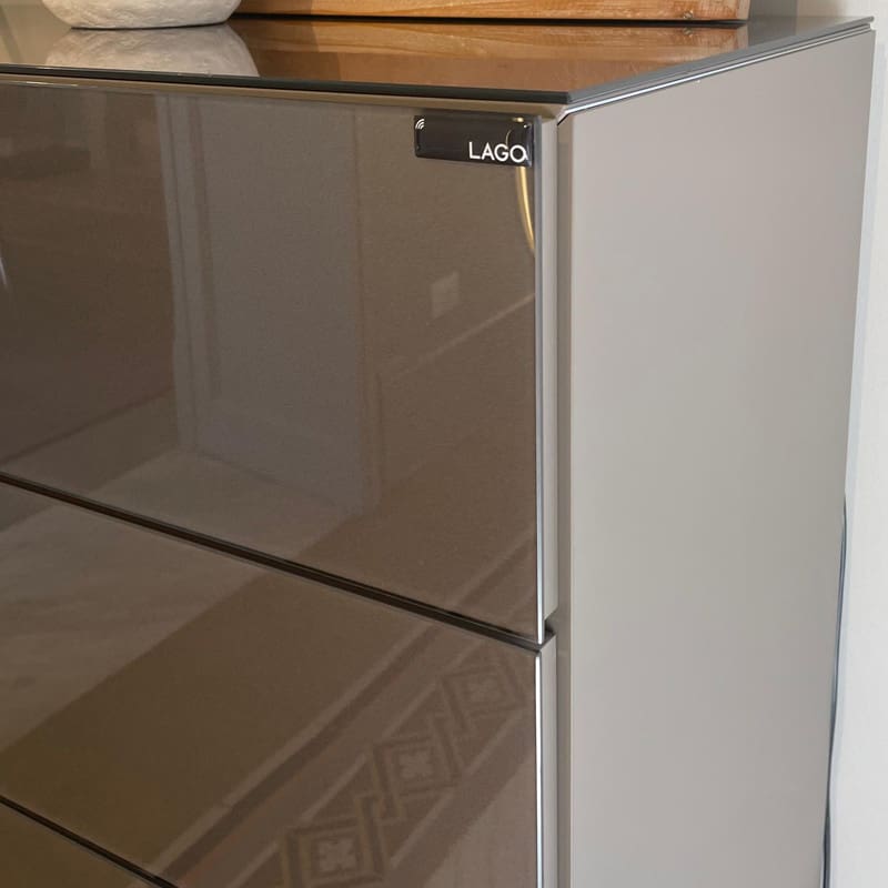 Lago Comò 36E8 6 cassetti vetro lucido piombo metal 2 longho design palermo