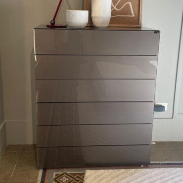 Lago Comò 36E8 6 cassetti vetro lucido piombo metal longho design palermo