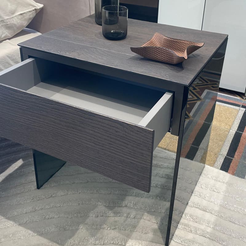 Lago Comodino Class Wildwood grigio gambe vetro fumè grigio 2 longho design palermo