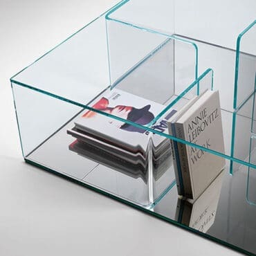 Fiam - Tavolino Quadra 120 x 120 con base in vetro extralight