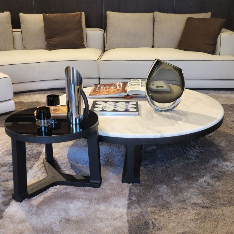 Molteni Tavolino Fonte d120 piano marmo calacatta lucido 1 Longho Design Palermo