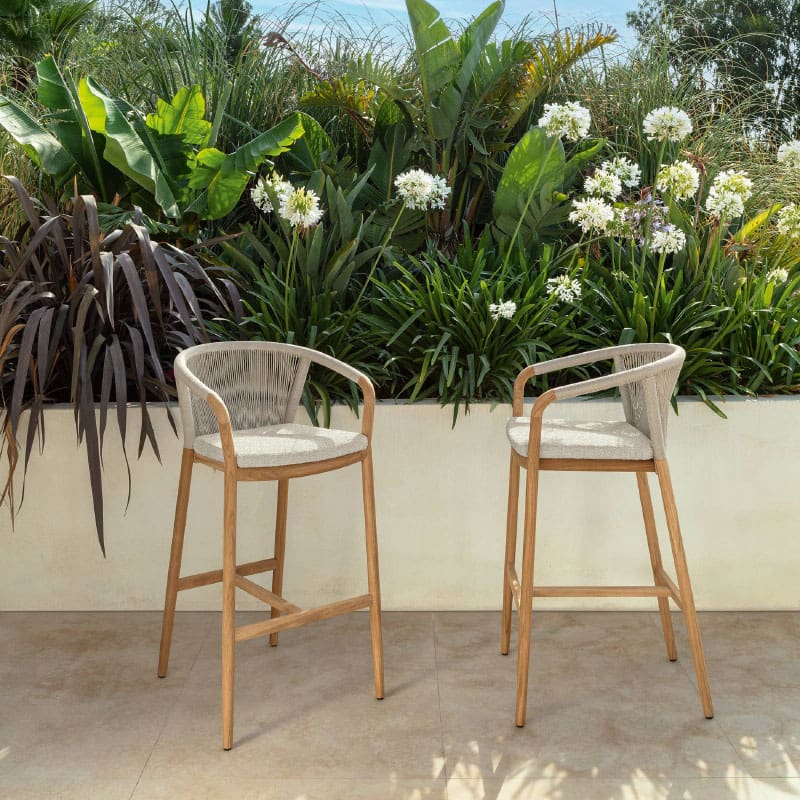 Talenti Sgabello bar Parker natural teak beige inkas white Longho Design Palermo