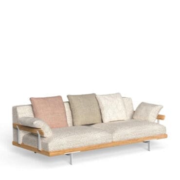 Talenti Divano 2 posti Allure braccioli di legno natural teak peach white Longho Design Palermo