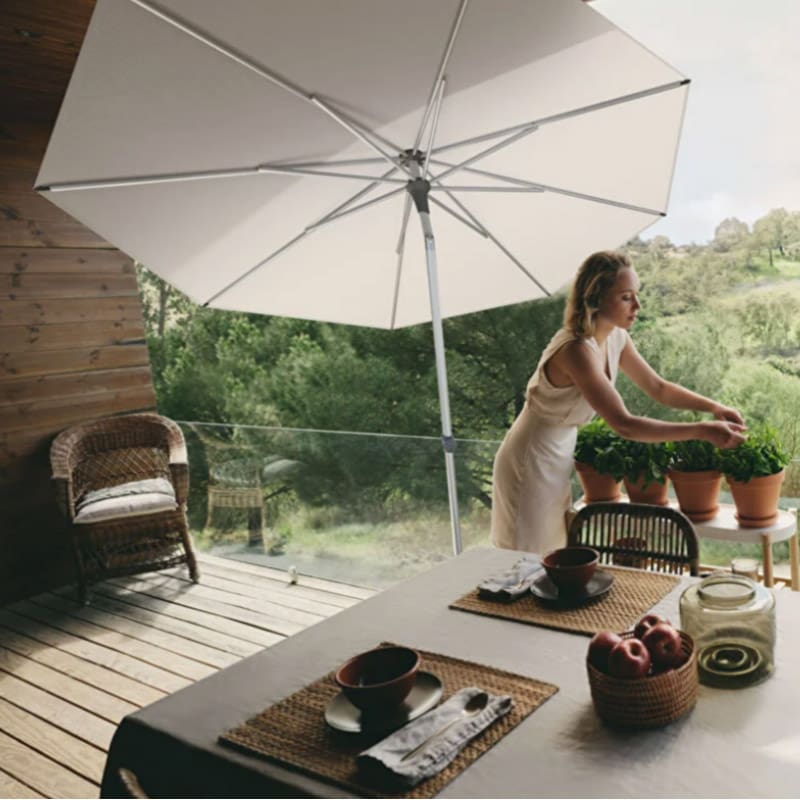 Glatz Ombrellone Alu-Smart d300 bianco base cemento 1 Longho Design Palermo