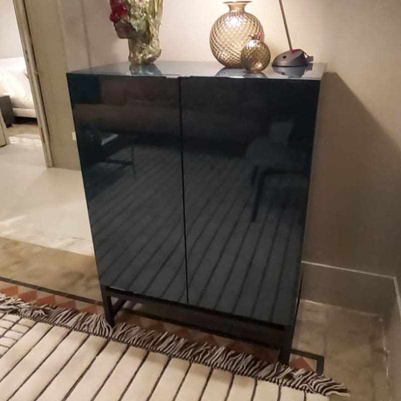 Minotti Contenitore Harvey laccato lucido petrolio con rialzo 2 longho design palermo