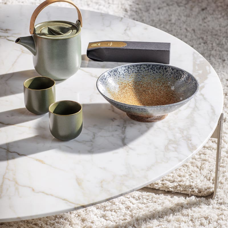 Flou Tavolino Yari d120 top marmo 4 Longho Design Palermo