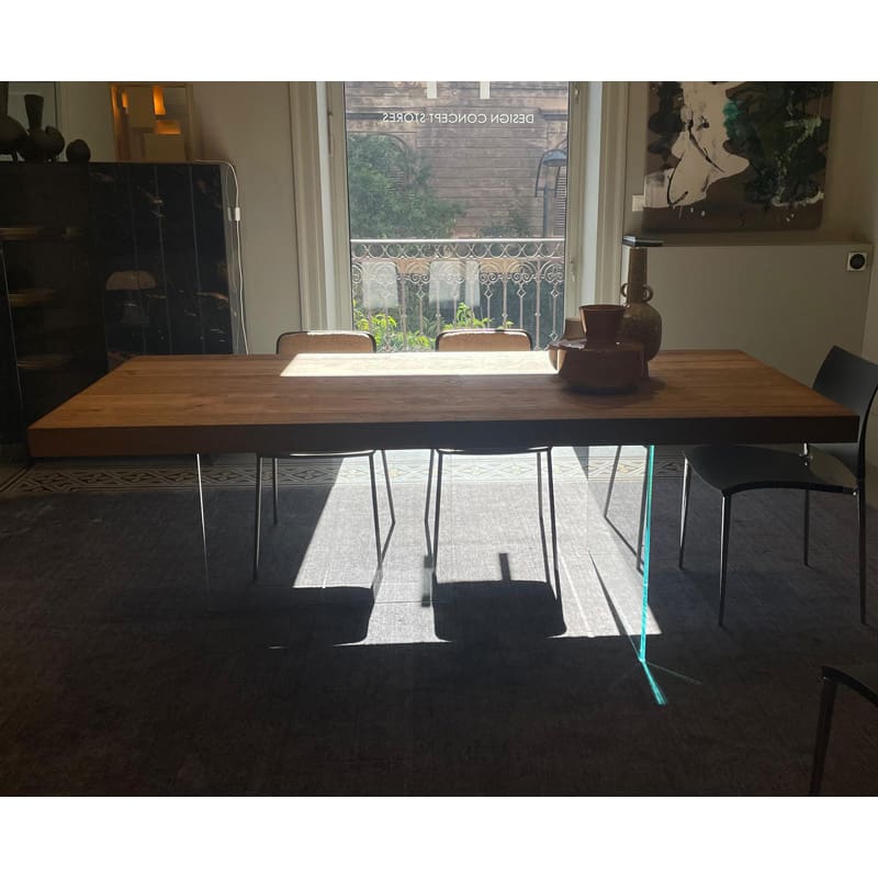 Lago Tavolo Air Wildwood 220x100 top naturale vetro extrachiaro 2 longho design palermo