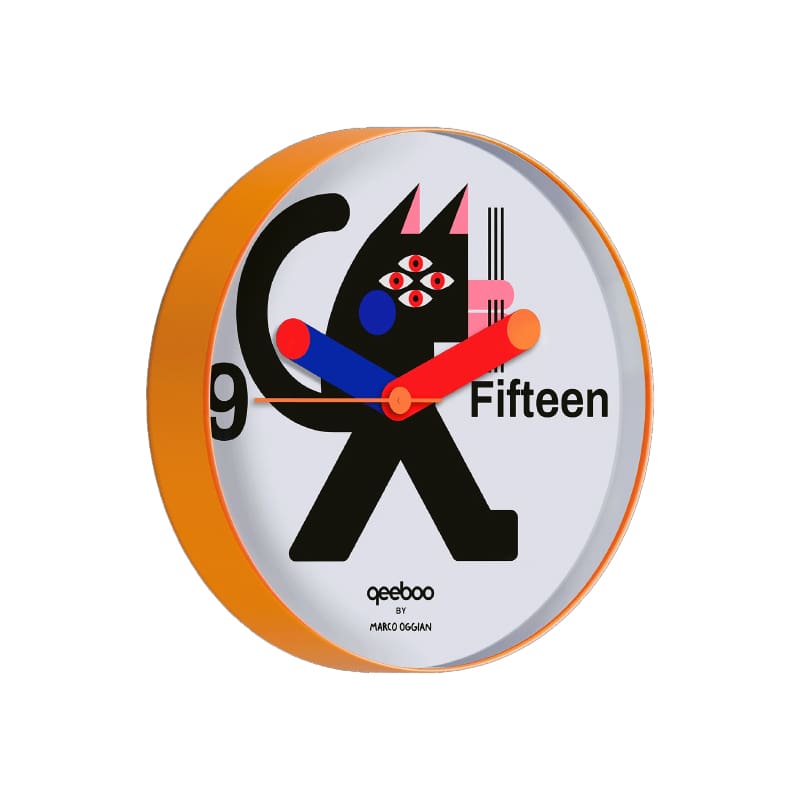 Qeeboo Orologio da parete Black Cat 1 Longho Design Palermo