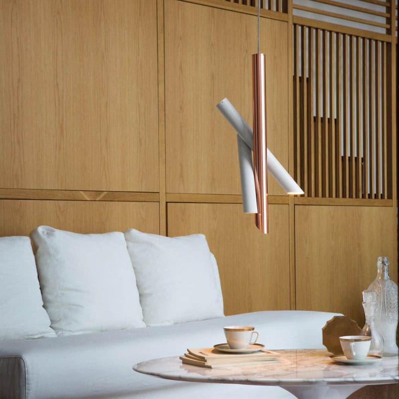 Nemo Lampada a sospensione Tubes 3 bianco rame 3 Longho Design Palermo