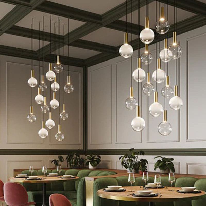 Zafferano Lampada a sospensione Sfera oro trasparente sabbiato 3000K 3 longho design palermo