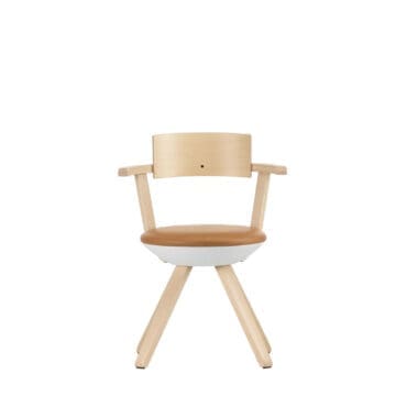 Artek Sedia Rival betulla scocca polipropilene bianco seduta pelle naturale cammello Longho Design Palermo