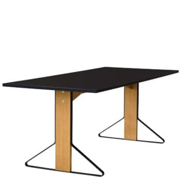 Artek - Tavolo rettangolare Kaari gambe rovere top HPL nero lucido L240