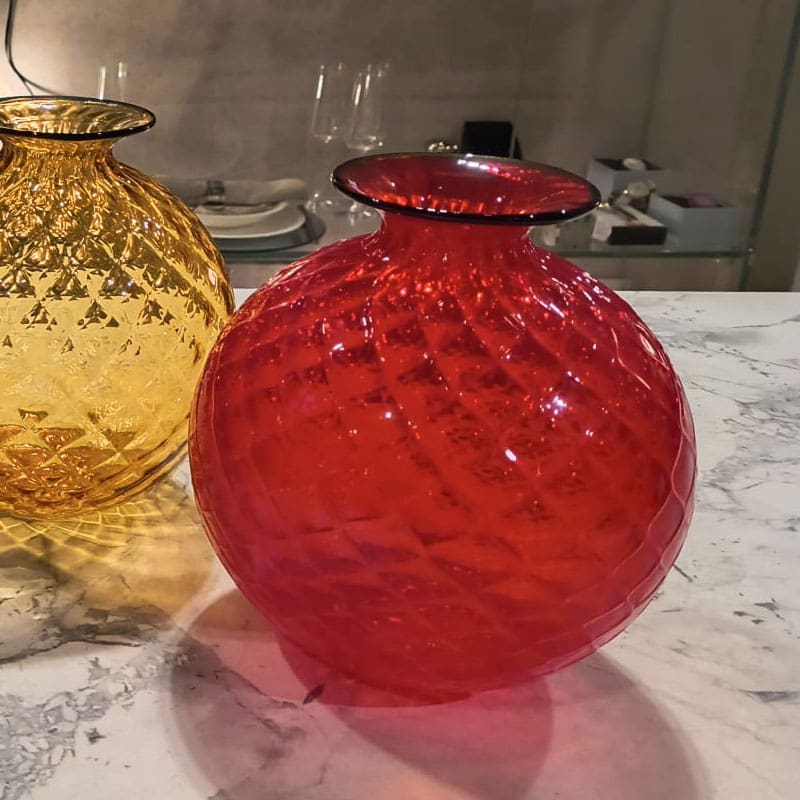 Venini Vaso Balloton Medium Rosso filo verde mela 2 Longho Design Palermo