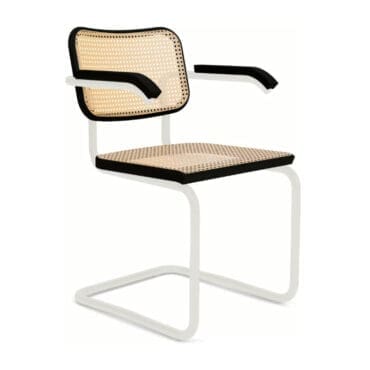 Knoll Sedia Cesca con braccioli verniciato in Bianco e Paglia di Vienna impagliato a macchina Longho Design Palermo