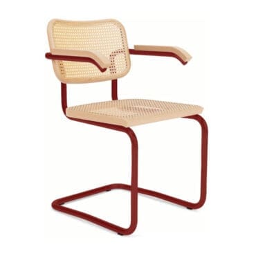 Knoll Sedia Cesca con braccioli verniciato in Rosso Faggio e Paglia di Vienna impagliato a macchina Longho Design Palermo