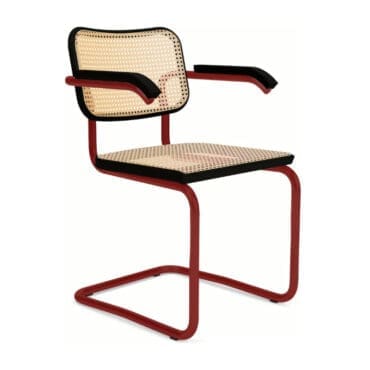 Knoll Sedia Cesca con braccioli verniciato in Rosso e Paglia di Vienna impagliato a macchina Longho Design Palermo