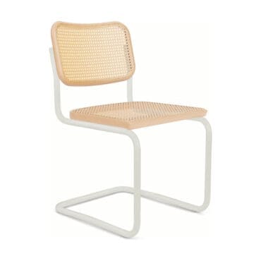 Knoll Sedia Cesca senza braccioli verniciato in Bianco Faggio e Paglia di Vienna impagliato a macchina Longho Design Palermo