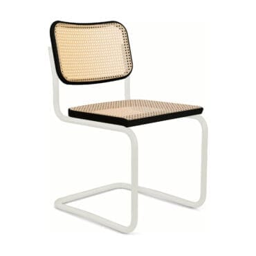Knoll Sedia Cesca senza braccioli verniciato in Bianco e Paglia di Vienna impagliato a macchina Longho Design Palermo