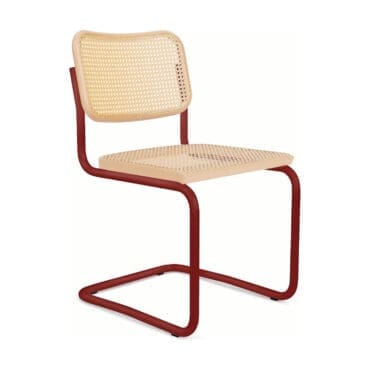 Knoll Sedia Cesca senza braccioli verniciato in Rosso Faggio e Paglia di Vienna impagliato a macchina Longho Design Palermo
