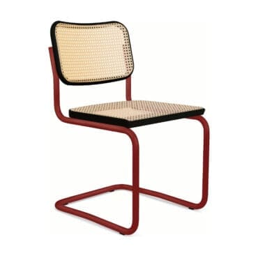 Knoll Sedia Cesca senza braccioli verniciato in Rosso e Paglia di Vienna impagliato a macchina Longho Design Palermo